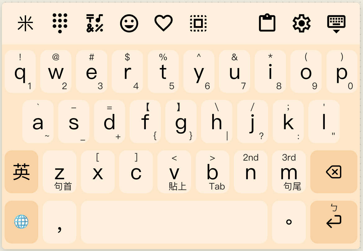 Android 鍵盤字母頁