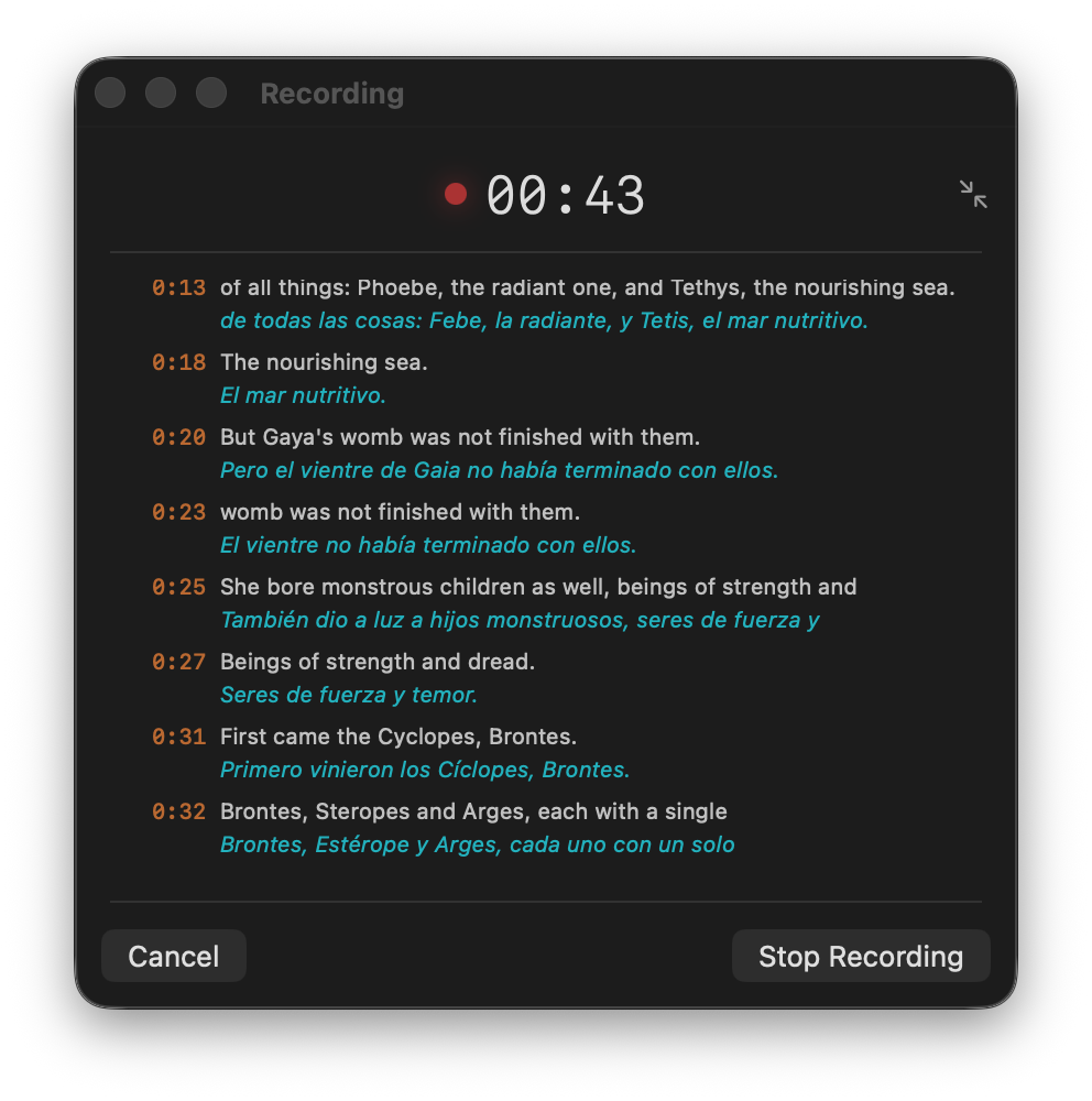 WhisperASR live transcription